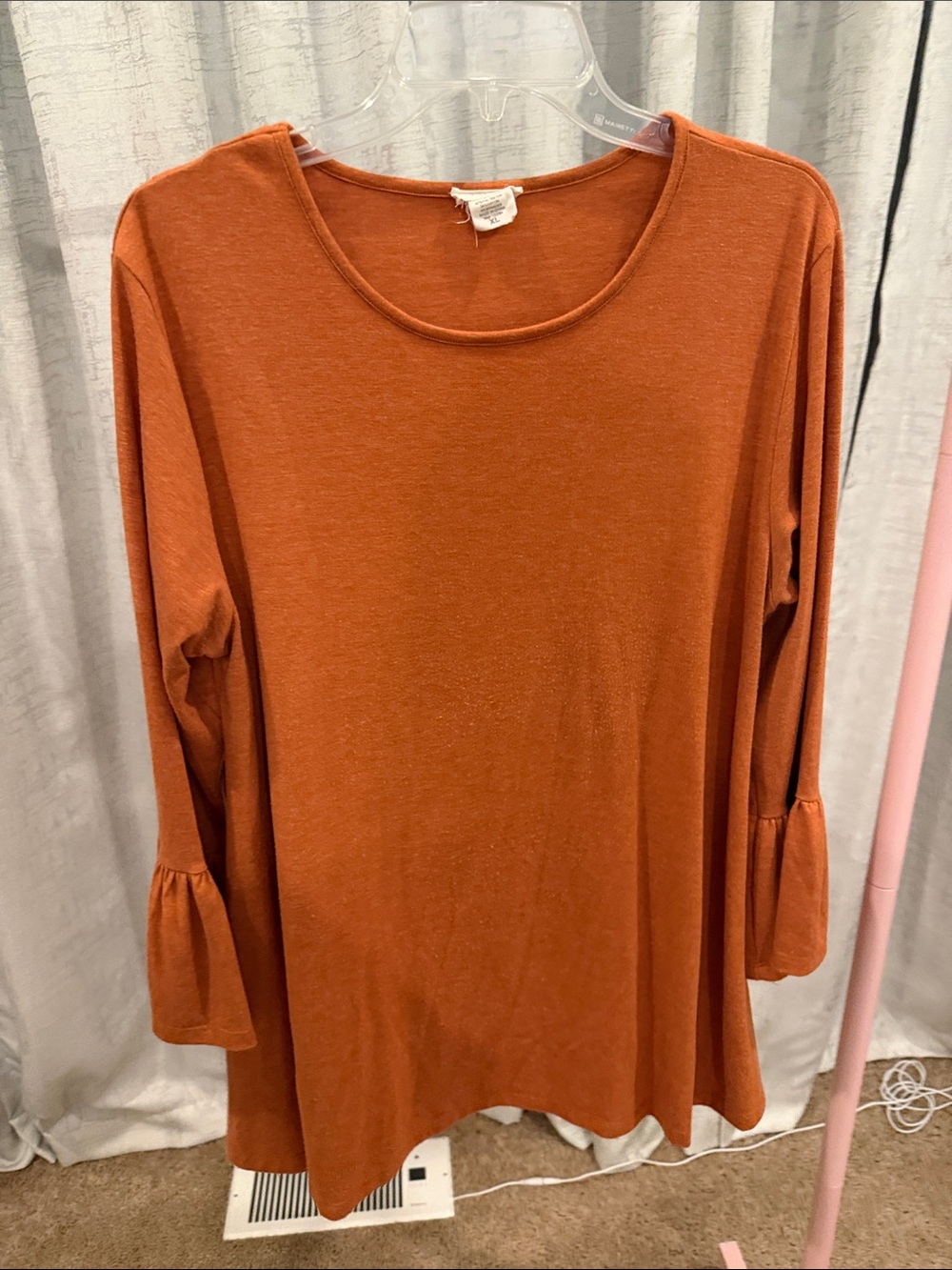 Women's Rust Orange Bell-Sleeve Knit Top